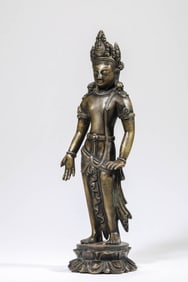 AN ALLOY COPPER FIGURE OF PADMAPANI