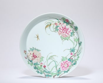 A FAMILLE-ROSE 'BUTTERFLY-AND-FLOWER' DISH