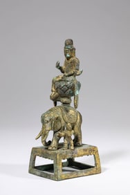A GILT-BRONZE FIGURE OF SAMANTABHADRA