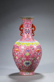 A FAMILLE-ROSE 'LOTUS AND LONGEVITY' VASE