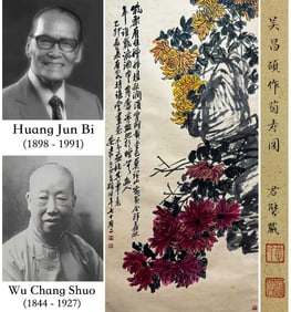 WU CHANGSHUO (1844-1927), ATTRIBUTED TO, CHRYSANTHEMUMS FOR LONGEVITY
