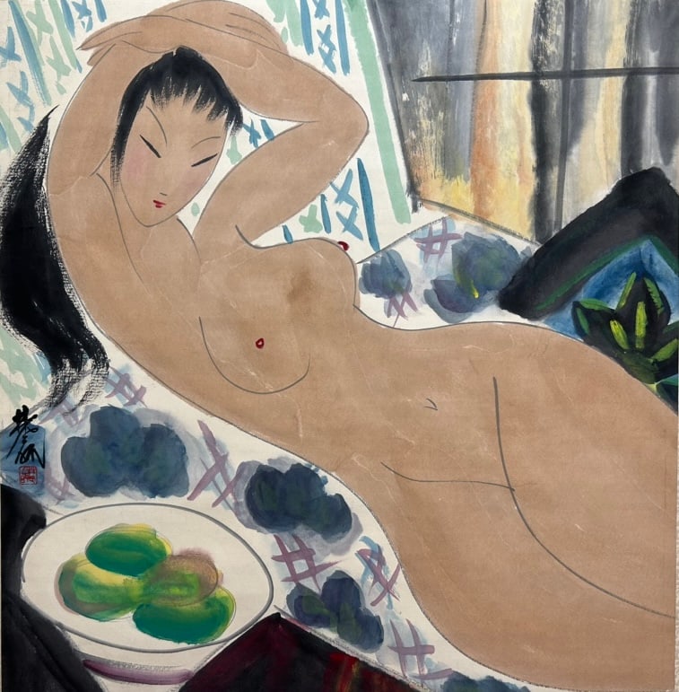 LIN FENGMIAN (1900-1991), ATTRIBUTED TO, LADY: LIN FENGMIAN (1900-1991), ATTRIBUTED TO, LADY Dimensions: 68 x 66 cm (26.77 x 25.98 in.). All measurements are approximate.