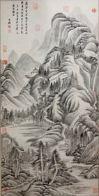 WANG JIAN (1598-1677), ATTRIBUTED TO, MOUNTAIN DWELLING
