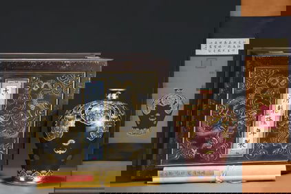 A PURPLE-GOLD-GROUND CLOISONNé ENAMEL AND GILT 'FLORAL AND BAT' MEIPING