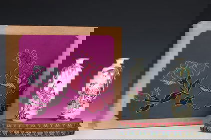 A PAIR OF ENAMEL ' LADIES' VASES