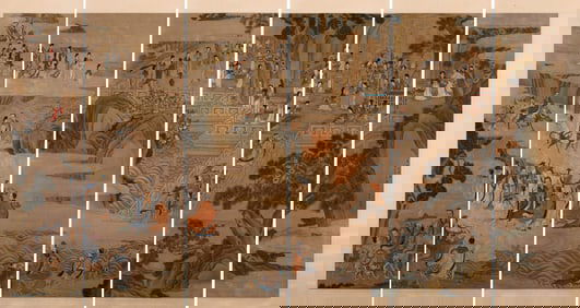 YU ZHIDING (1647-1709), ATTRIBUTED TO, IMMORTALS OFFERING BIRTHDAY CONGRATULATIONS (A CONTINUOUS SET