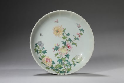 A FAMILLE-ROSE 'BUTTERFLY-AND-FLOWER' DISH