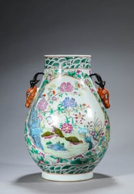 A FAMILLE-ROSE 'MAGPIE-ON-PLUM AND FLOWER-BIRD' JAR