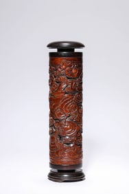 A WOODEN 'CLOUD-AND-DRAGON' INCENSE HOLDER