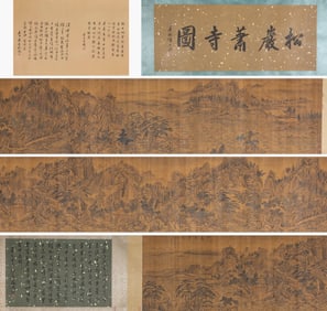 SHEN ZHOU (1427-1509), ATTRIBUTED TO, PINES, ROCKS AND DESOLATE TEMPLE IN THE MANNER OF ANCIENT