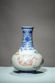 A BLUE AND WHITE WITH FAMILLE-ROSE 'DRAGON BOAT RACE'VASE