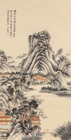 ZHANG DAQIAN (1899-1983), ATTRIBUTED TO, LANDSCAPE WITH PAVILION