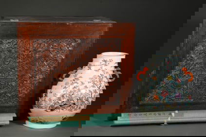 A FAMILLE ROSE 'FLOWERS AND BIRDS' DEER-HEAD JAR