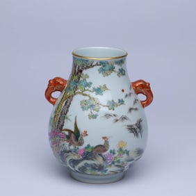 A FAMILLE ROSE 'FLOWERS, BIRDS AND POETRY' JAR