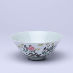 A FAMILLE ROSE 'FLOWERS AND BIRDS' BOWL