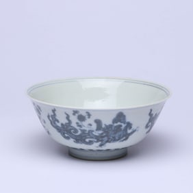 A BLUE AND WHITE AND UNDERGLAZED RED 'CHI DRAGON' BOWL