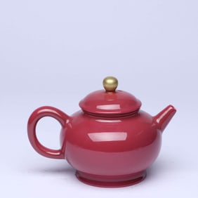 A RUBY RED-GLAZED EWER
