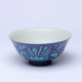 A BLUE-GLAZED 'FISH AND WATER WEEDS' BOWL
