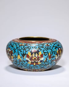 A CLOISONNé ENAMEL 'INTERLOCKING LOTUS' BOWL