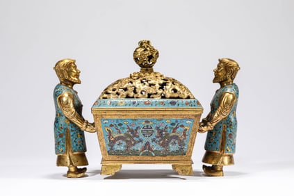 A CLOISONNé ENAMEL 'FOREIGN FIGURE' CENSER