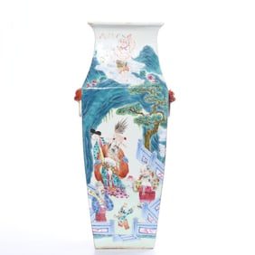 A FAMILLE ROSE 'IMMORTALS' VASE