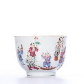 A FAMILLE ROSE 'SIXTEEN BOYS' CUP