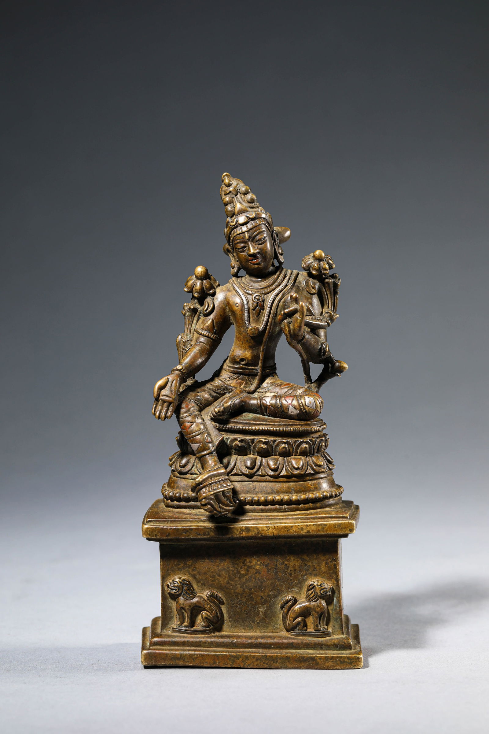 A 'TIBETAN PALA-STYLE' ALLOY BRONZE, SILVER AND COPPER-INLAID FIGURE OF GREEN TARA (1 of 6)