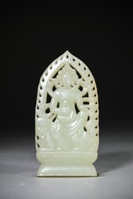 A JADE FIGURE OF BUDDHA