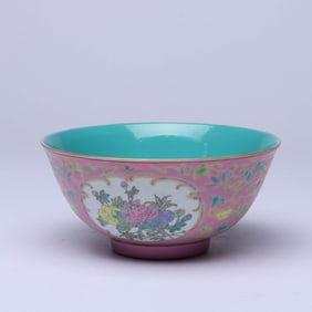 A FAMILLE ROSE MEDALLION 'FLOWERS' BOWL