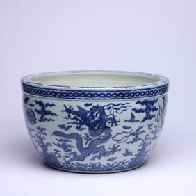 A BLUE AND WHITE 'WAVES, CLOUD AND DRAGON' JAR