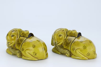 A SANCAI RECUMBENT ELEPHANT FIGURE
