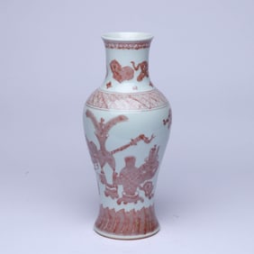 A COPPER-RED 'ANTIQUITIES' GUANYIN VASE