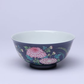 AN ENAMEL 'FLOWERS' BOWL