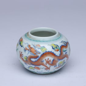 A DOUCAI 'DRAGON' SMALL JAR