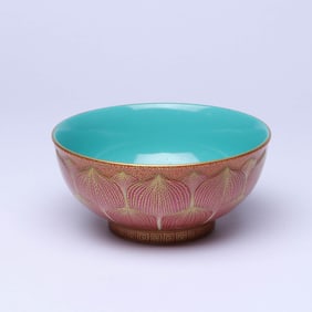 AN ENAMEL 'LOTUS PETAL' BOWL