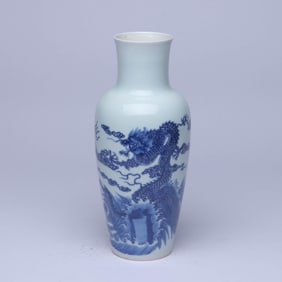A BLUE AND WHITE 'CLOUD AND DRAGON' VASE