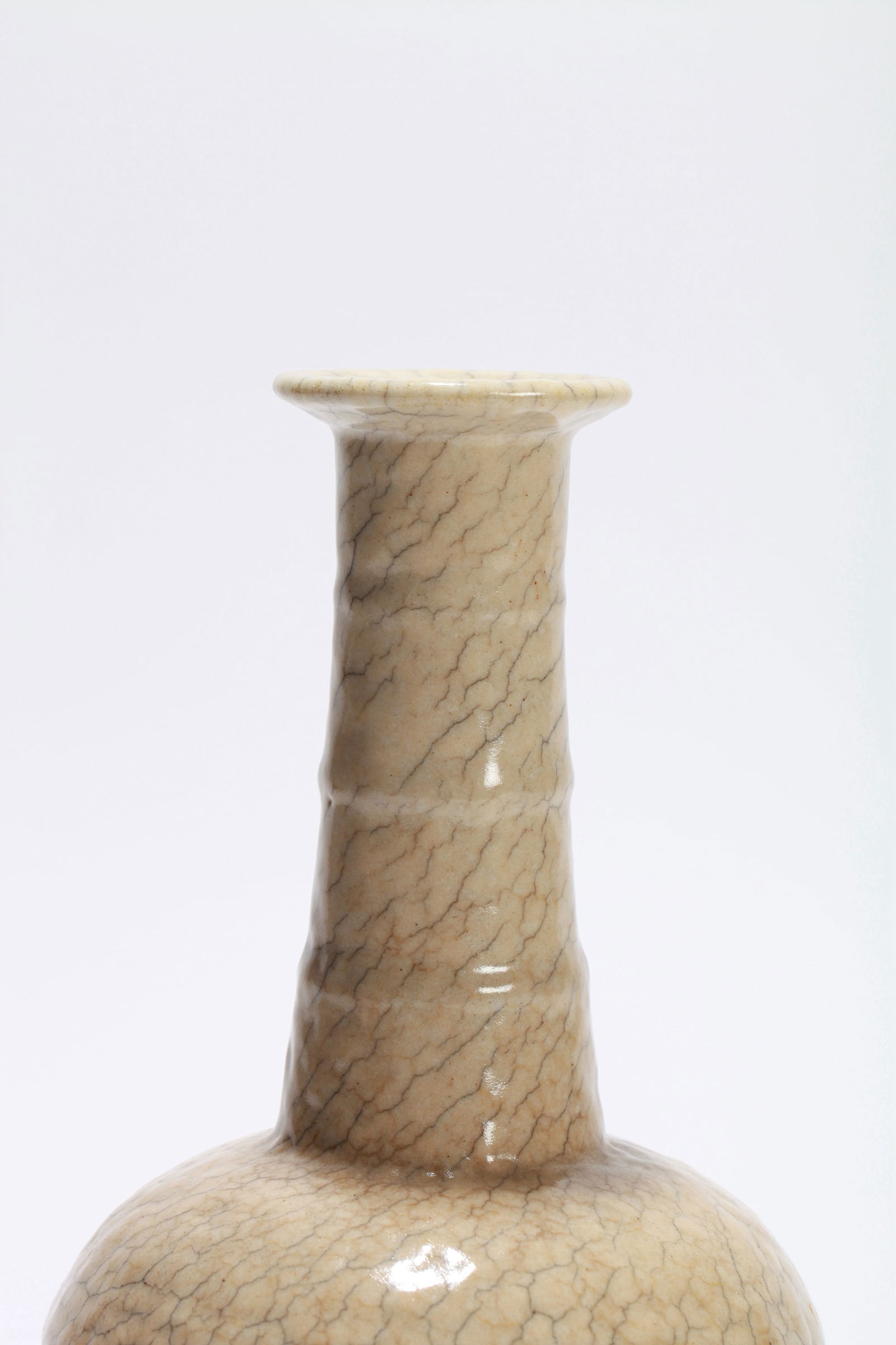 A GE WARE 'STRING PATTERN' DISH-MOUTH VASE - 7