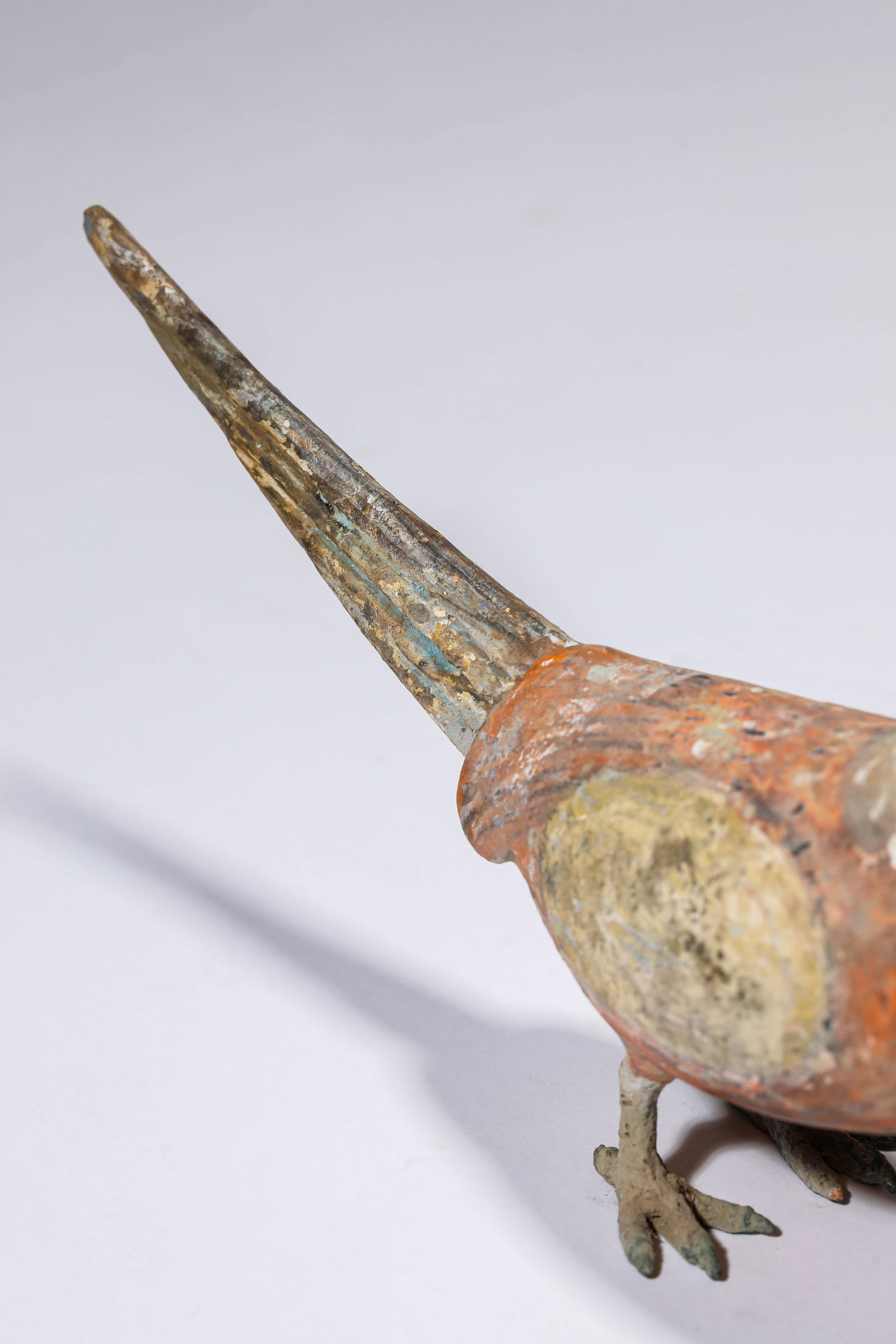 A PAINTED POTTERY BIRD - 5