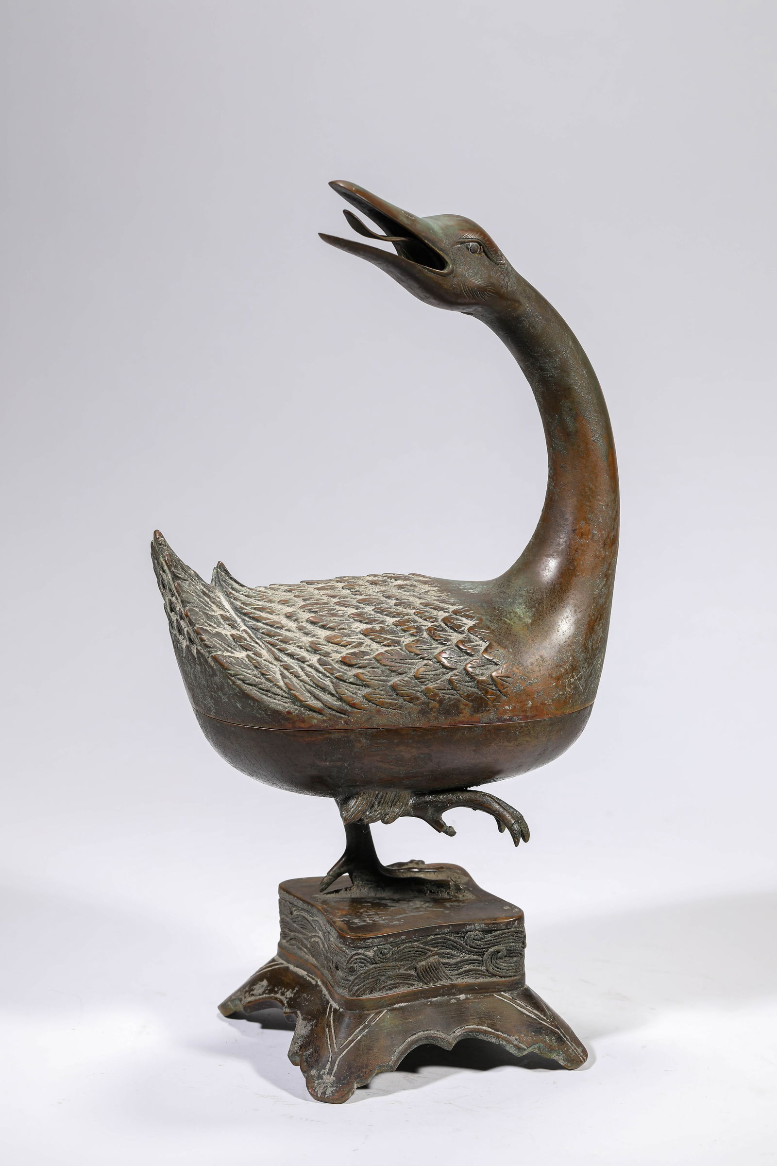 A BRONZE 'GOOSE-FORM' CENSER (1 of 6)