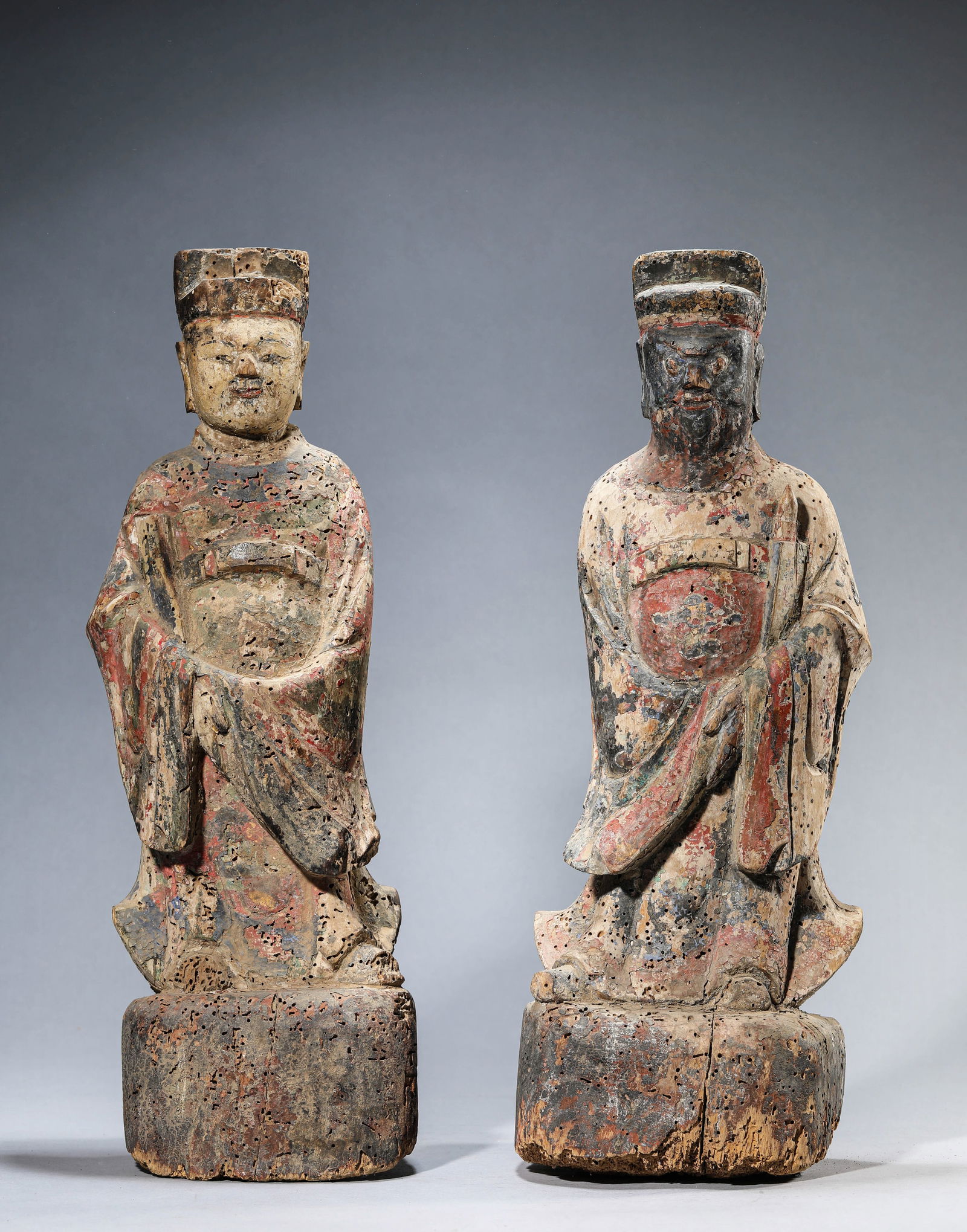 A GROUP OF WOOD 'FIGURAL' CARVINGS: A GROUP OF WOOD 'FIGURAL' CARVINGS Dimensions: Length: 15.0 cm (5.91 in) x Width: 10.0 cm (3.94 in) x Height: 43.0 cm (16.93 in). Length: 13.7 cm (5.39 in) x Width: 9.5 cm (3.74 in) x Height: 42.0 cm