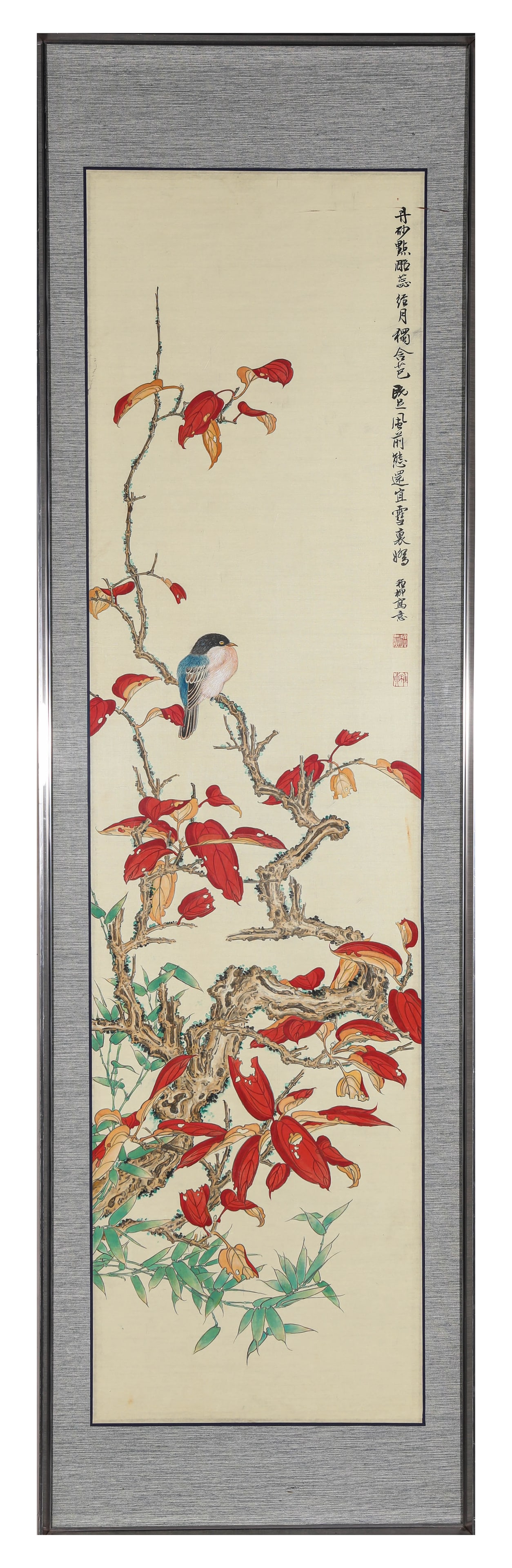 XIE ZHILIU (1910-1997), ATTRIBUTED TO, FLOWER-AND-BIRD: XIE ZHILIU (1910-1997), ATTRIBUTED TO, FLOWER-AND-BIRD Dimensions: Width: 35.5 cm (13.98 in) x Height: 138.0 cm (54.33 in). All measurements are approximate.