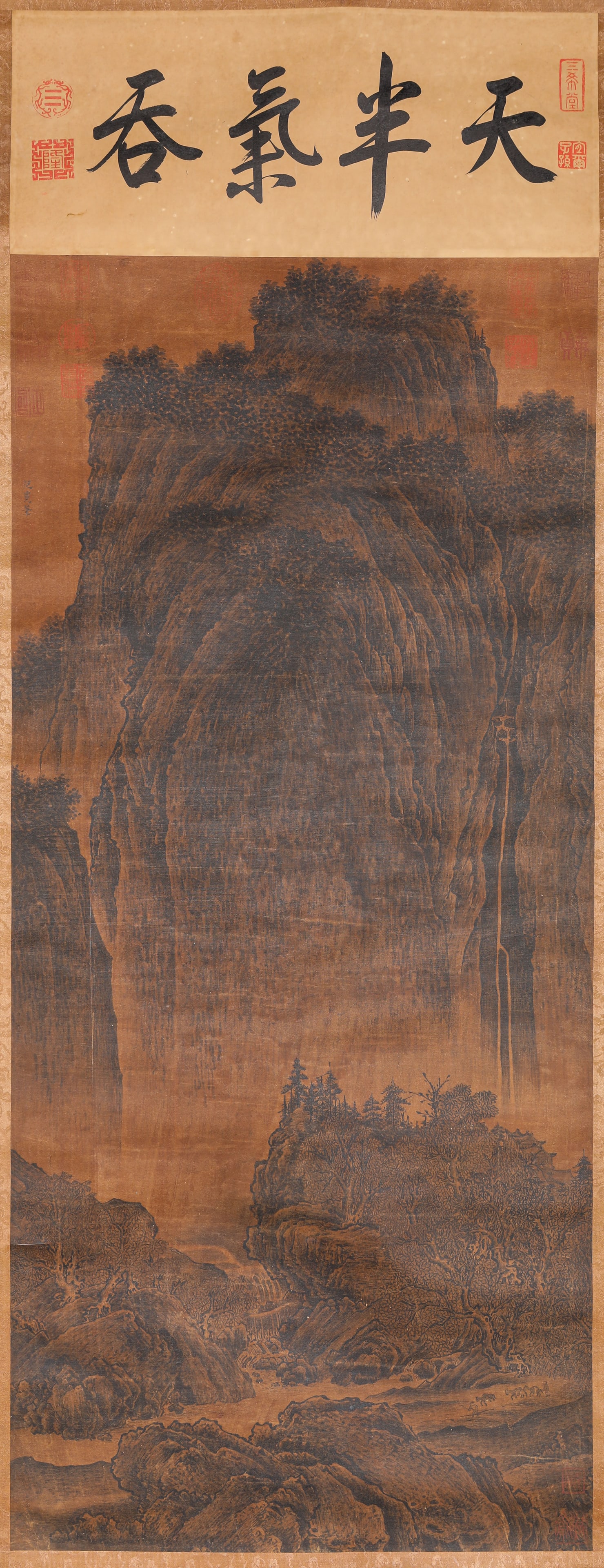 FAN KUAN (ACT. 10TH CENTURY), ATTRIBUTED TO, LANDSCAPE: FAN KUAN (ACT. 10TH CENTURY), ATTRIBUTED TO, LANDSCAPE Dimensions: Width: 43.0 cm (16.93 in) x Height: 95.0 cm (37.40 in). All measurements are approximate.