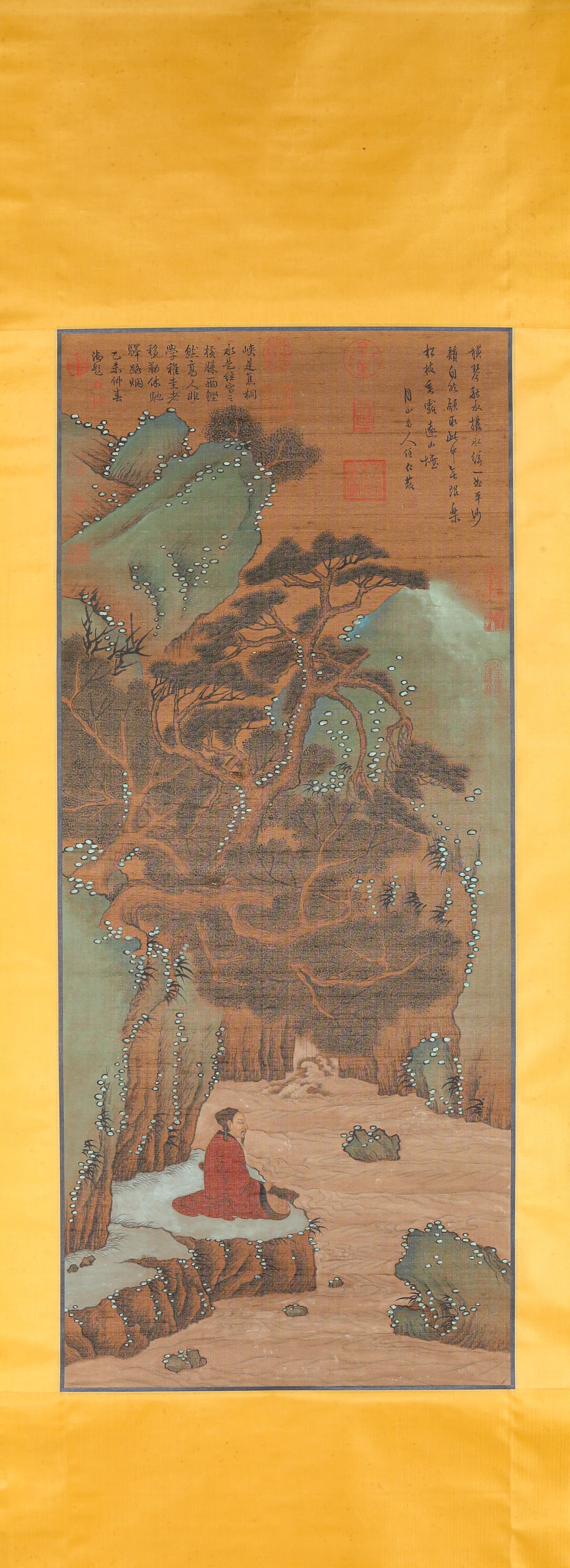 REN RENFA (1255-1328), ATTRIBUTED TO, LANDSCAPE WITH FIGURES: REN RENFA (1255-1328), ATTRIBUTED TO, LANDSCAPE WITH FIGURES Dimensions: Width: 53.0 cm (20.87 in) x Height: 126.0 cm (49.61 in). All measurements are approximate.