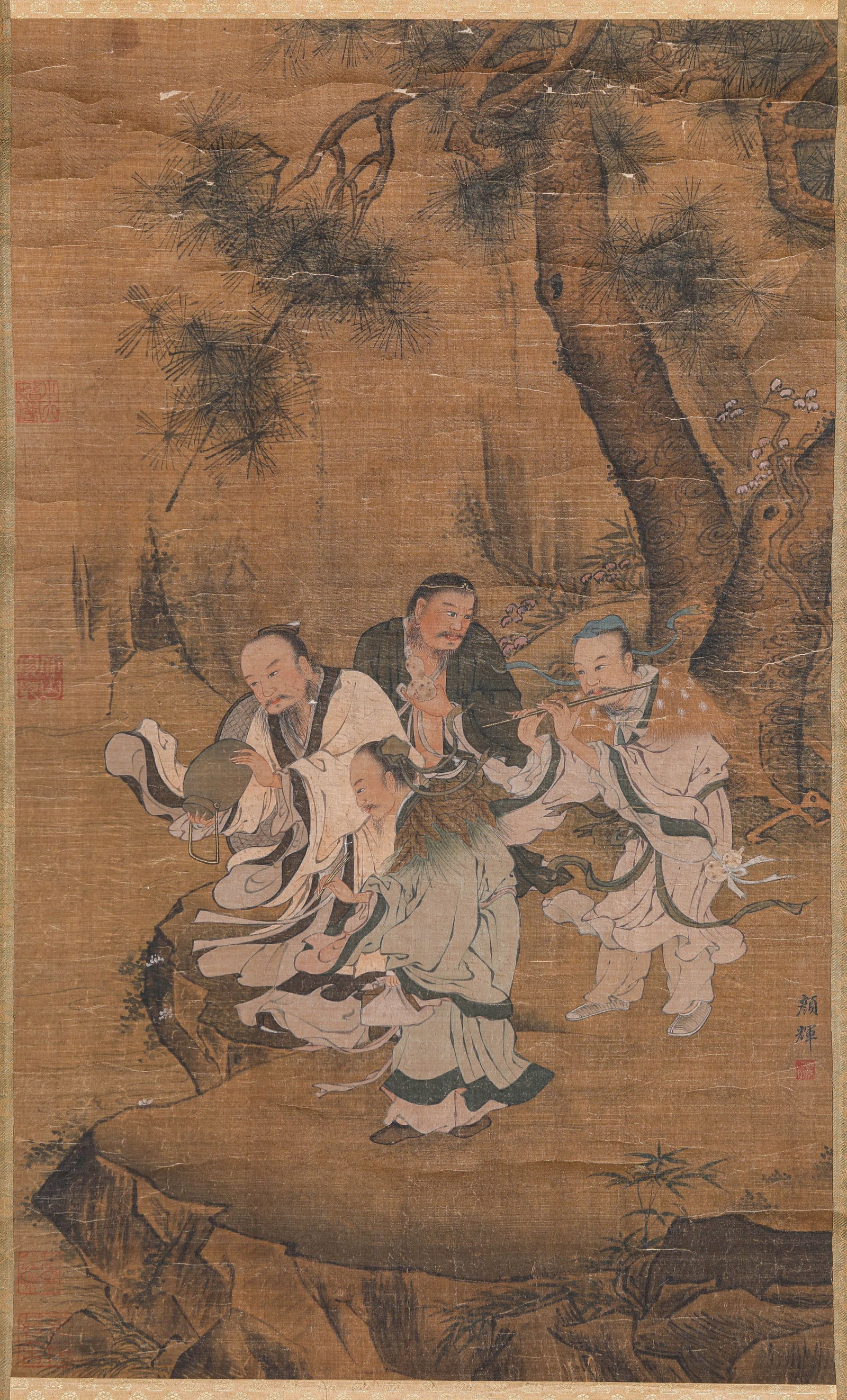 YAN HUI (ACT. 13TH CENTURY), ATTRIBUTED TO, FIGURE NARRATIVE: YAN HUI (ACT. 13TH CENTURY), ATTRIBUTED TO, FIGURE NARRATIVE Dimensions: Width: 41.0 cm (16.14 in) x Height: 68.0 cm (26.77 in). All measurements are approximate.