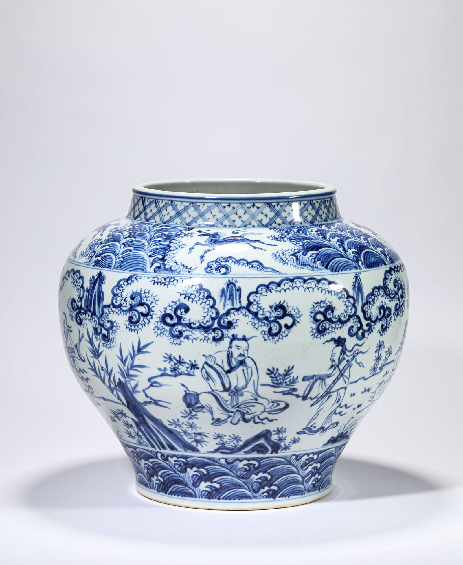 A BLUE AND WHITE 'NARRATIVE SCENE' JAR (1 of 7)