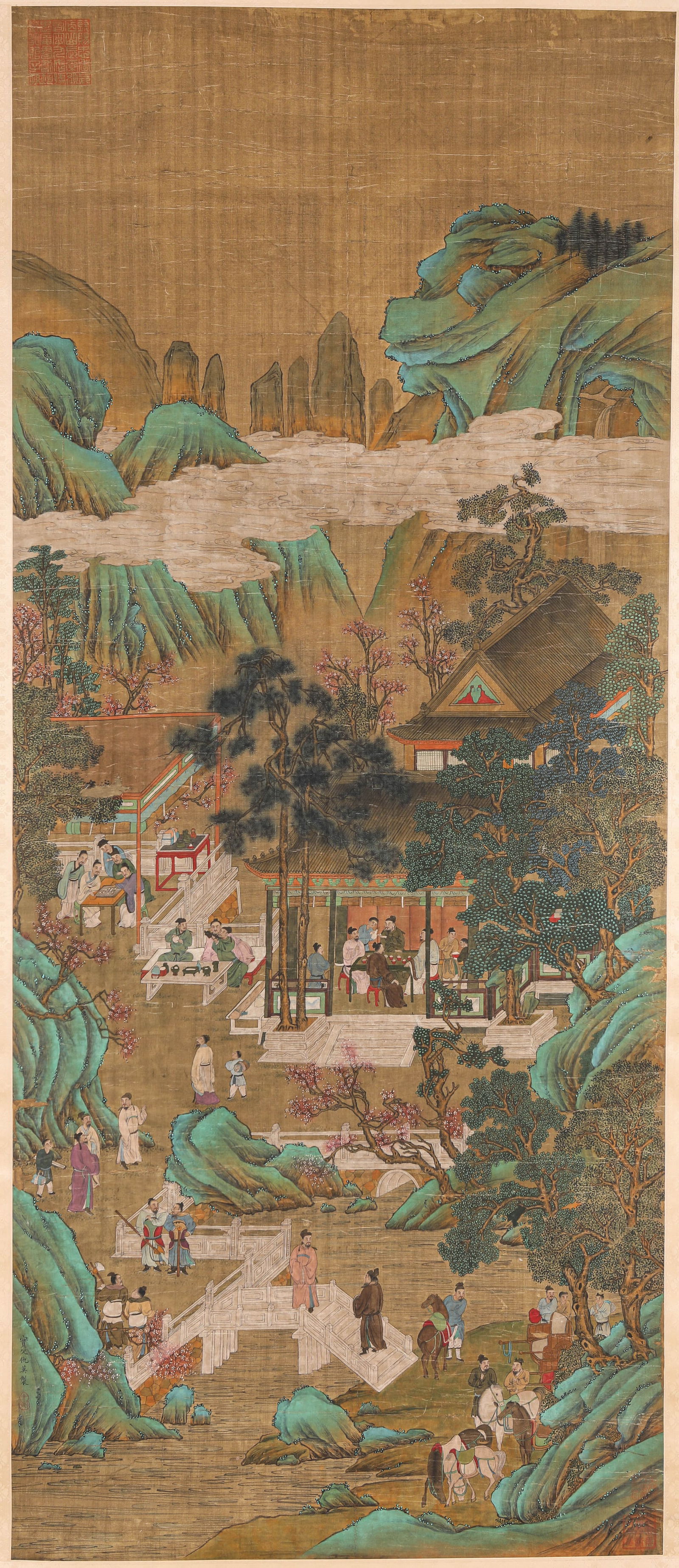 QIU YING (1494-1552), ATTRIBUTED TO, FIGURE NARRATIVE: QIU YING (1494-1552), ATTRIBUTED TO, FIGURE NARRATIVE Dimensions: Width: 72.0 cm (28.35 in) x Height: 169.0 cm (66.54 in). All measurements are approximate.