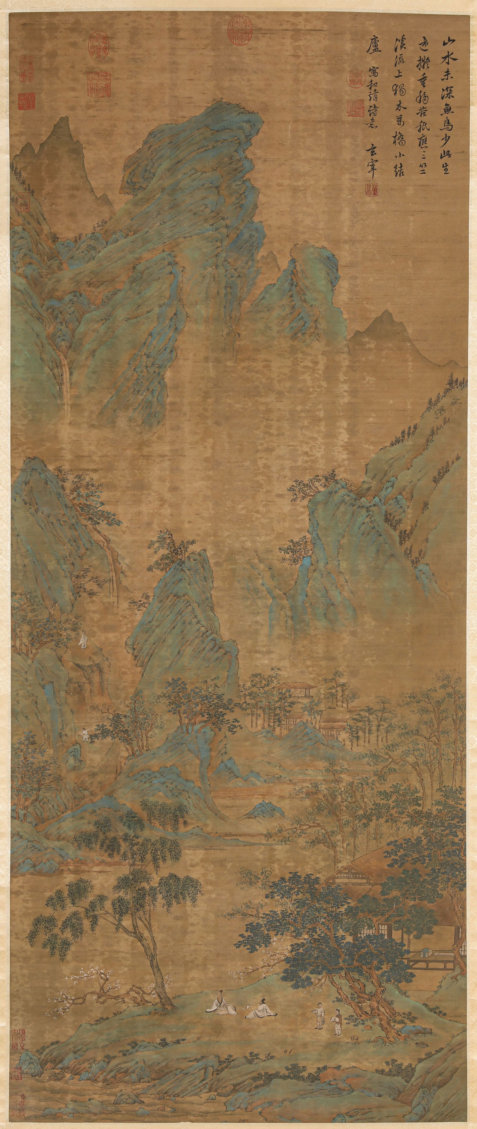 DONG QICHANG (1555-1636), ATTRIBUTED TO, LANDSCAPE WITH FIGURES: DONG QICHANG (1555-1636), ATTRIBUTED TO, LANDSCAPE WITH FIGURES Dimensions: Width: 66.0 cm (25.98 in) x Height: 159.0 cm (62.60 in). All measurements are approximate.