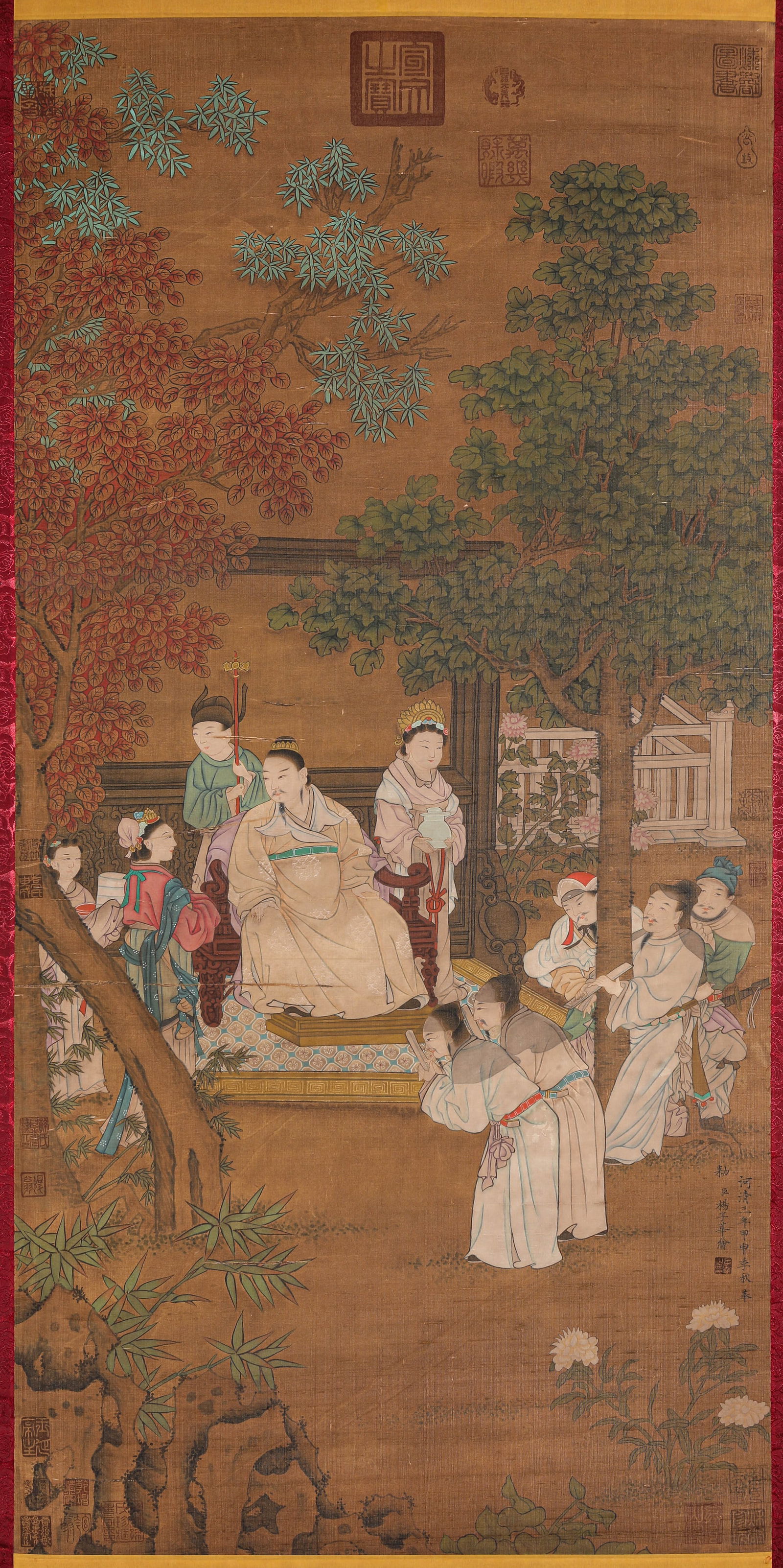 YANG ZIHUA (ACT. 6TH CENTURY), ATTRIBUTED TO, FIGURE NARRATIVE: YANG ZIHUA (ACT. 6TH CENTURY), ATTRIBUTED TO, FIGURE NARRATIVE Dimensions: Width: 65.5 cm (25.79 in) x Height: 133.0 cm (52.36 in). All measurements are approximate.