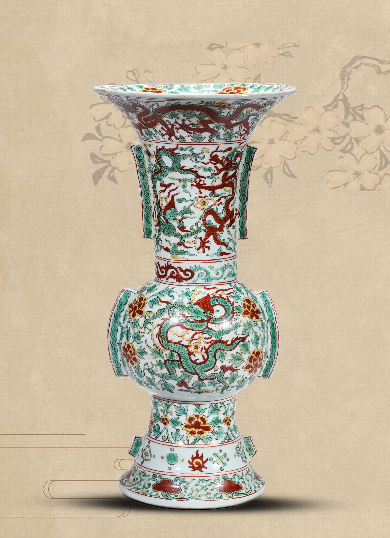 A WUCAI 'DRAGON' 'GU' BEAKER (1 of 5)