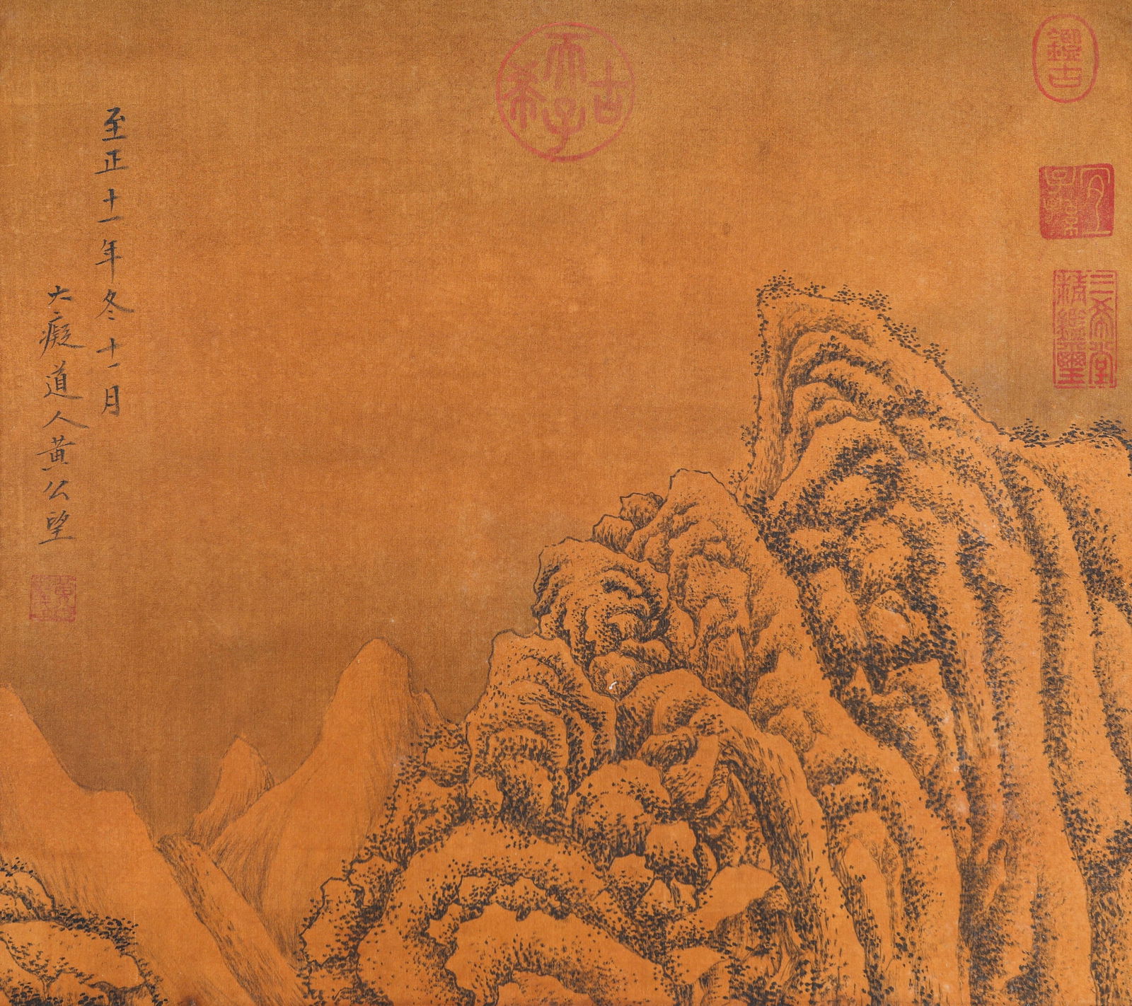HUANG GONGWANG (1269-1354), ATTRIBUTED TO, LANDSCAPE: HUANG GONGWANG (1269-1354), ATTRIBUTED TO, LANDSCAPE Dimensions: Width: 38.0 cm (14.96 in) x Height: 121.5 cm (47.83 in). All measurements are approximate.